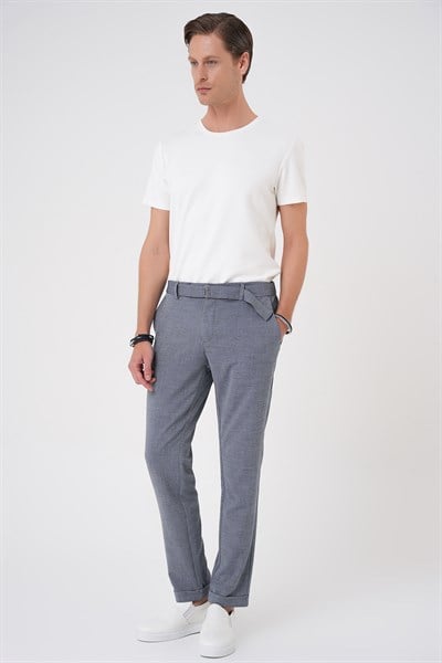 Comfort Fit Belden Kumaş Kemerli Pamuk Koyu Gri Jogger Pantolon P 1154