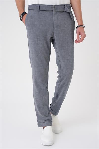 Comfort Fit Belden Kumaş Kemerli Pamuk Koyu Gri Jogger Pantolon P 1154