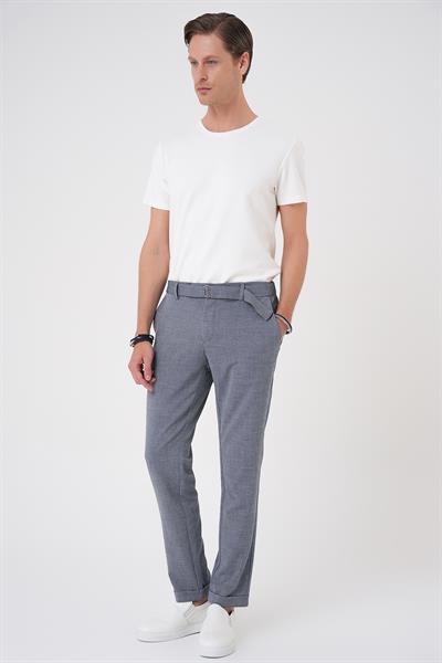 Comfort Fit Belden Kumaş Kemerli Pamuk Koyu Gri Jogger Pantolon P 1154