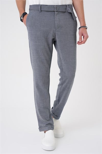 Comfort Fit Belden Kumaş Kemerli Pamuk Koyu Gri Jogger Pantolon P 1154