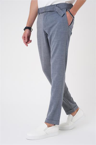 Comfort Fit Belden Kumaş Kemerli Pamuk Koyu Gri Jogger Pantolon P 1154