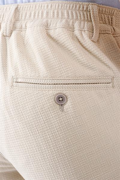 Comfort Fit Beli Lastikli Balıksırtı Dokuma Casual Bej Pantolon P 1155