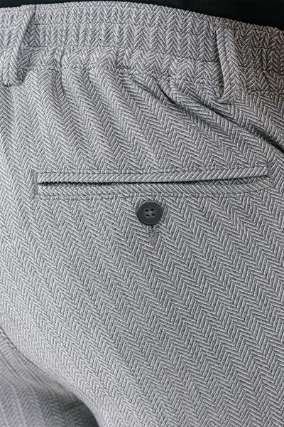 Comfort Fit Beli Lastikli Balıksırtı Dokuma Casual Gri Pantolon P 1155