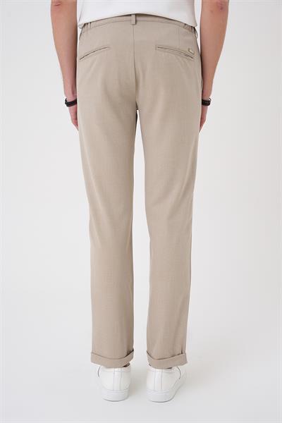 Comfort Fit Beli Lastikli Bej Jogger Pantolon  P 1183