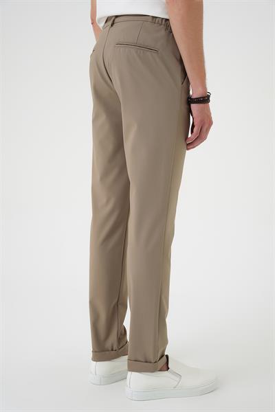 Comfort Fit Beli Lastikli Bej Jogger Pantolon  P 1184