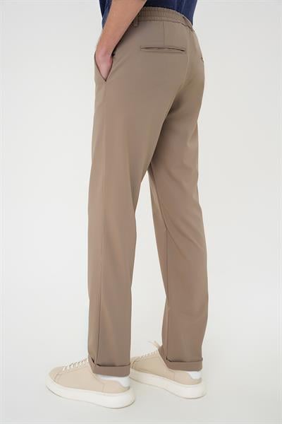 Comfort Fit Beli Lastikli Bej Jogger Pantolon  P 1185