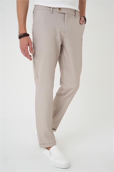 Comfort Fit Beli Lastikli Bej Jogger Pantolon  P 1181