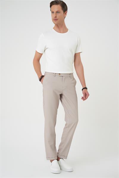 Comfort Fit Beli Lastikli Bej Jogger Pantolon  P 1181