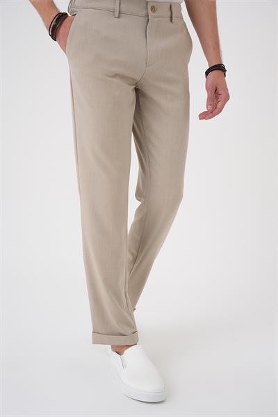 Comfort Fit Beli Lastikli Bej Jogger Pantolon  P 1183