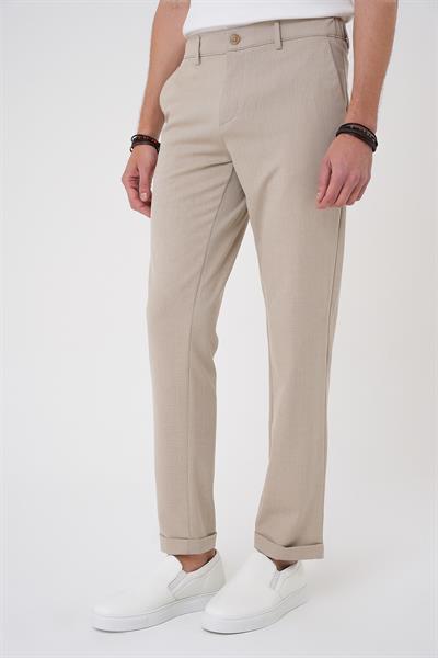 Comfort Fit Beli Lastikli Bej Jogger Pantolon  P 1183
