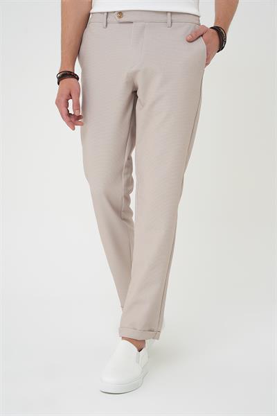 Comfort Fit Beli Lastikli Bej Jogger Pantolon  P 1181