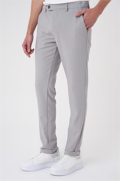 Comfort Fit Beli Lastikli Dokulu Gri Jogger Pantolon  P 1186