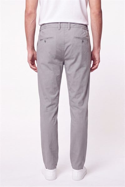 Comfort Fit Beli Lastikli Esnek Keten Gri Pantolon P 1221