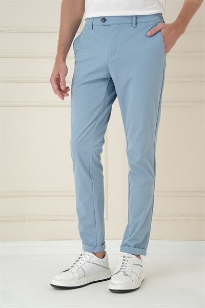 Comfort Fit Beli Lastikli Esnek Pamuk Havacı Mavi Pantolon P 1173