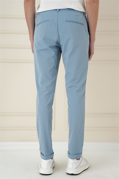 Comfort Fit Beli Lastikli Esnek Pamuk Havacı Mavi Pantolon P 1173