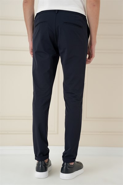 Comfort Fit Beli Lastikli Esnek Pamuk Lacivert Pantolon P 1173