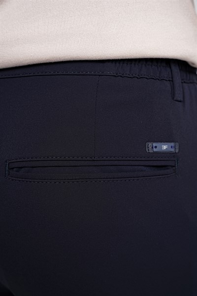Comfort Fit Beli Lastikli Esnek Pamuk Lacivert-2 Pantolon P 1173