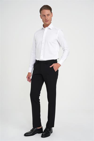 Comfort Fit Beli Lastikli Esnek Siyah Pantolon P 1169