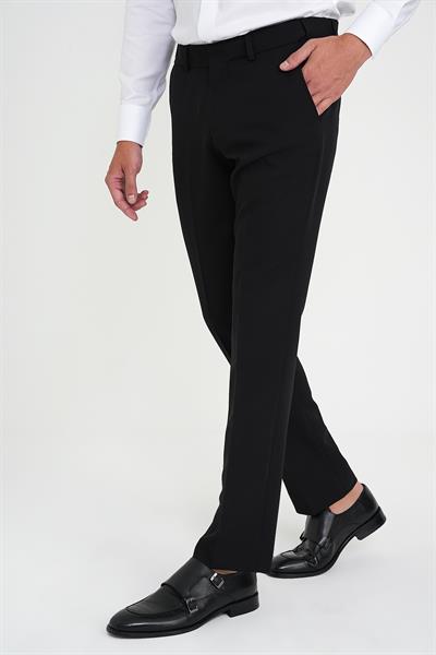 Comfort Fit Beli Lastikli Esnek Siyah Pantolon P 1169