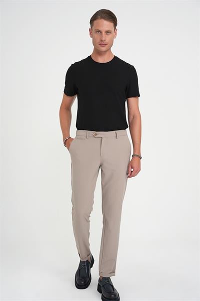 Comfort Fit Beli Lastikli Esnek Vizon Spor Pantolon P 1189