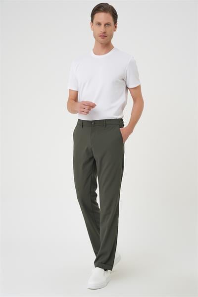 Comfort Fit Beli Lastikli Haki Jogger Pantolon  P 1185