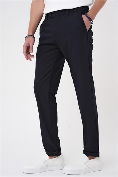 Comfort Fit Beli Lastikli Lacivert Jogger Pantolon  P 1184