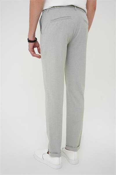 Comfort Fit Beli Lastikli Pileli Gri Jogger Pantolon  P 1182