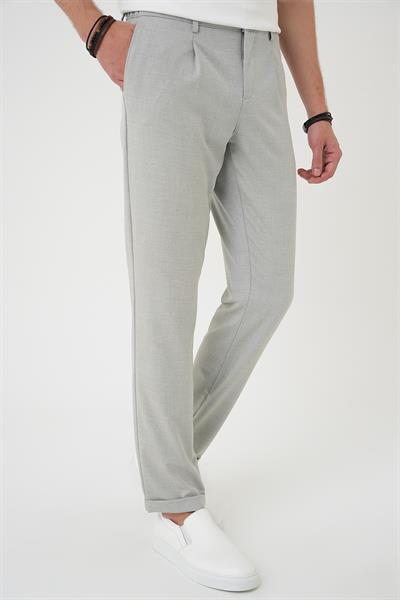 Comfort Fit Beli Lastikli Pileli Gri Jogger Pantolon  P 1182