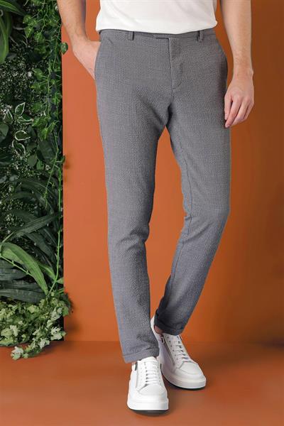 Comfort Fit Beli Lastikli Pötikareli Casual Füme Pantolon P 1149