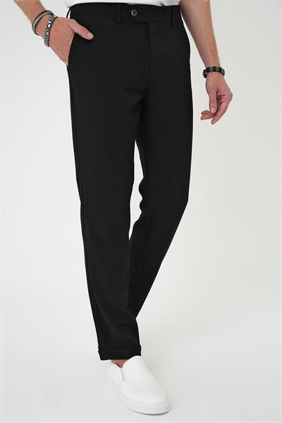 Comfort Fit Beli Lastikli Siyah Jogger Pantolon  P 1179