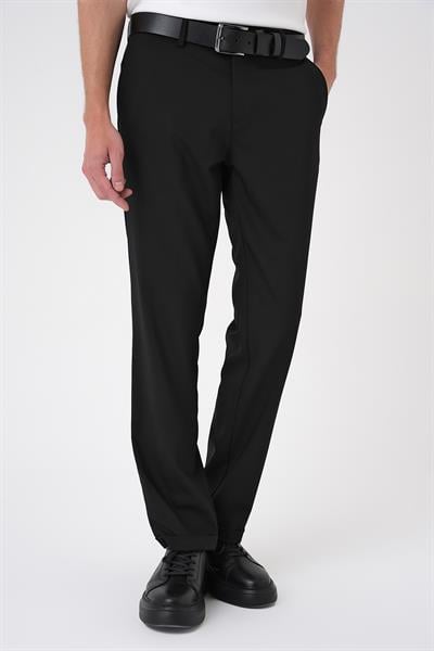 Comfort Fit Beli Lastikli Siyah Jogger Pantolon  P 1185