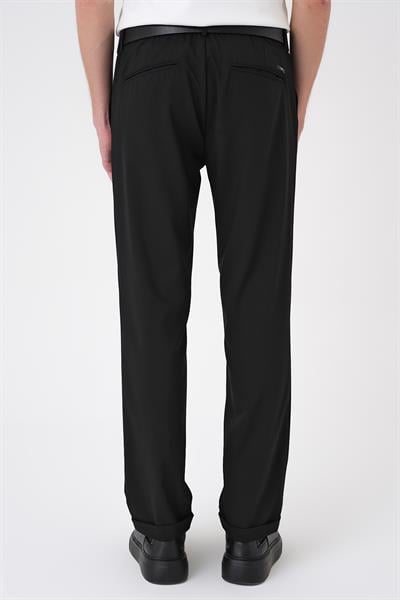 Comfort Fit Beli Lastikli Siyah Jogger Pantolon  P 1185