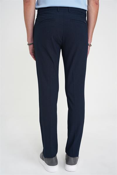 Comfort Fit Beli Lastikli Tek Pileli Dokulu Lacivert Pantolon P 1193