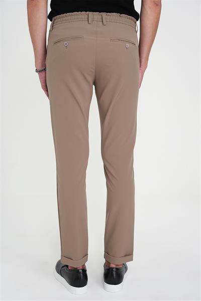 Comfort Fit Beli Lastikli Yan Cep Bej Jogger Pantolon P 1150