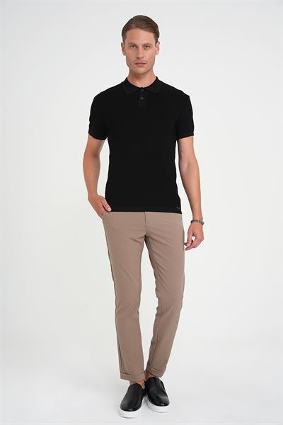 Comfort Fit Beli Lastikli Yan Cep Bej Jogger Pantolon P 1150