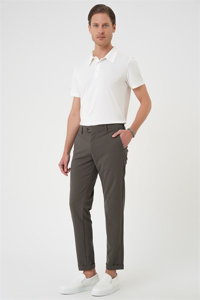 Comfort Fit Beli Lastikli Yan Cep Haki Jogger Pantolon P 1150