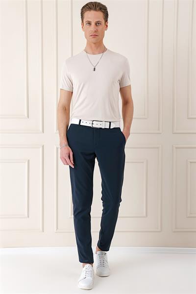 Comfort Fit Beli Lastikli Yan Cep Lacivert Jogger Pantolon P 1150