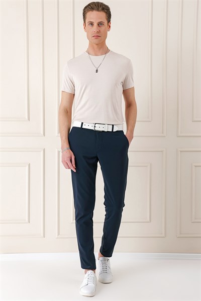 Comfort Fit Beli Lastikli Yan Cep Lacivert Jogger Pantolon P 1150