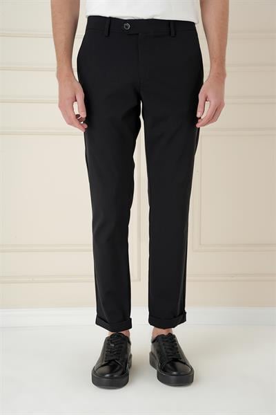Comfort Fit Beli Lastikli Yan Cep Siyah Jogger Pantolon P 1150