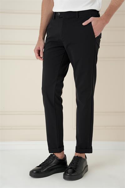 Comfort Fit Beli Lastikli Yan Cep Siyah Jogger Pantolon P 1150