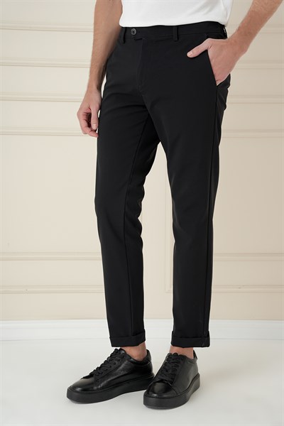 Comfort Fit Beli Lastikli Yan Cep Siyah Jogger Pantolon P 1150