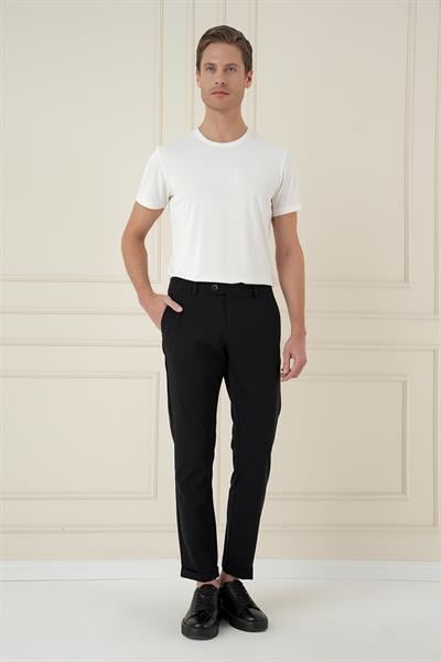 Comfort Fit Beli Lastikli Yan Cep Siyah Jogger Pantolon P 1150