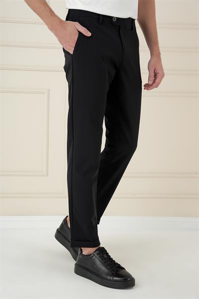 Comfort Fit Beli Lastikli Yan Cep Siyah Jogger Pantolon P 1150