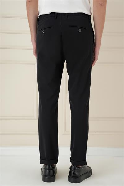 Comfort Fit Beli Lastikli Yan Cep Siyah Jogger Pantolon P 1150