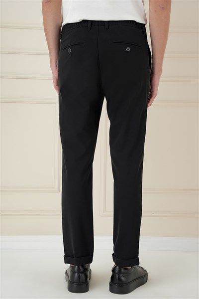 Comfort Fit Beli Lastikli Yan Cep Siyah Jogger Pantolon P 1150