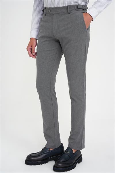 Comfort Fit Beli Lastikli Yandan Tokalı Esnek Açık Gri Jogger Pantolon P 1178