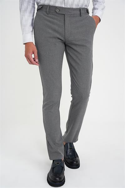 Comfort Fit Beli Lastikli Yandan Tokalı Esnek Açık Gri Jogger Pantolon P 1178