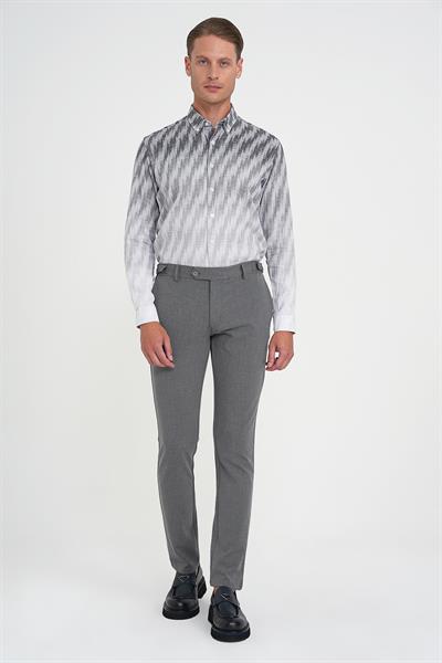 Comfort Fit Beli Lastikli Yandan Tokalı Esnek Açık Gri Jogger Pantolon P 1178