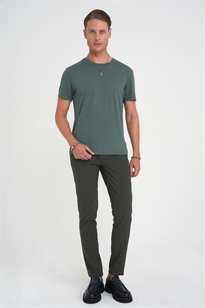 Comfort Fit Bisiklet Yaka Esnek Pamuk Casual Çağla Tişört Ts 885
