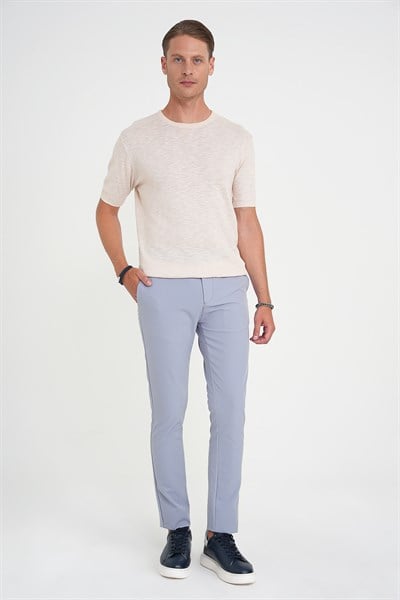 Comfort Fit Bisiklet Yaka Kısa Kol Spor Bej Triko Tr 881